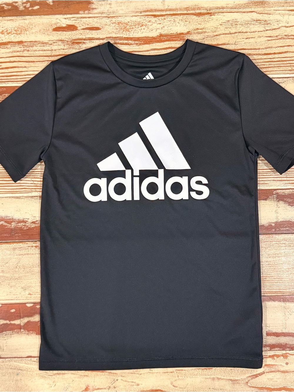 adidas Black Tee with White Logo - Short Sleeve Kids Shirt
